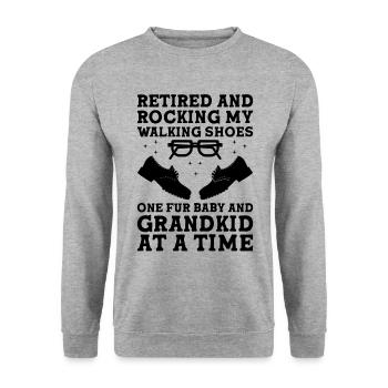 Hundeliebhaber Rentner Oma Rentner Hundebesitzer Hund Hund - Unisex Pullover - Weißgrau meliert - Vorne - Alina (178cm) & Michal (187cm)