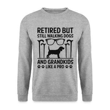 Hundeliebhaber Rentner Oma Rentner Hundebesitzer Hund Hund - Unisex Pullover - Weißgrau meliert - Vorne - Alina (178cm) & Michal (187cm)