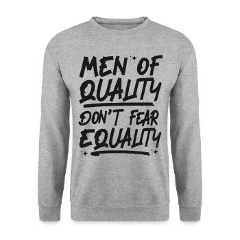 Feminist Men Of Quality Don't Fear - Unisex Sweatshirt - salt & pepper - Front - Alina (178cm) & Michal (187cm)