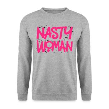 Feminist Nasty Woman - Unisex Sweatshirt - salt & pepper - Front - Alina (178cm) & Michal (187cm)
