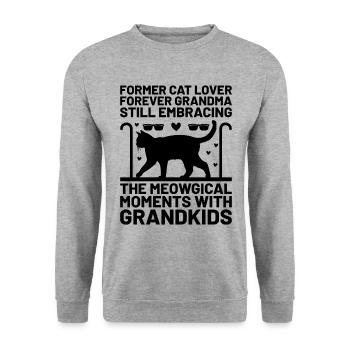 Amoureux des chats Grand-mère retraitée Retraité Propriétaire de chat Chat - Sweat-shirt Unisexe - gris chiné - Devant - Alina (178cm) & Michal (187cm)