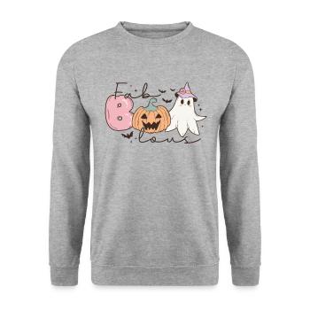 Retro Halloween: Fab-Boo-Lous Ghost and Pumpkin - Unisex Sweatshirt - salt & pepper - Front - Alina (178cm) & Michal (187cm)