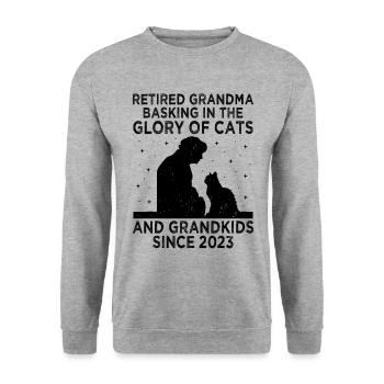 Amoureux des chats Grand-mère retraitée Retraité Propriétaire de chat Chat - Sweat-shirt Unisexe - gris chiné - Devant - Alina (178cm) & Michal (187cm)