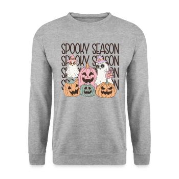 Hippy Halloween Vintage Design Spooky Season Flair - Sweat-shirt Unisexe - gris chiné - Devant - Alina (178cm) & Michal (187cm)