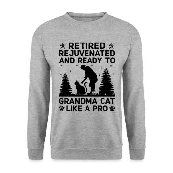 Amoureux des chats Grand-mère retraitée Retraité Propriétaire de chat Chat - Sweat-shirt Unisexe - gris chiné - Devant - Alina (178cm) & Michal (187cm)