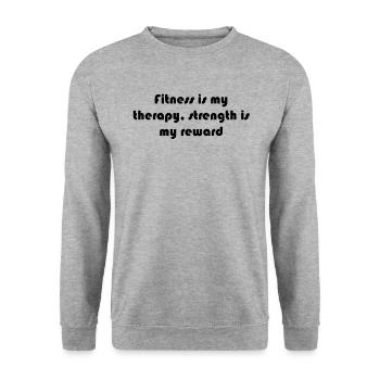 Fitness - Le fitness est ma thérapie, la force est ma - Sweat-shirt Unisexe - gris chiné - Devant - Alina (178cm) & Michal (187cm)