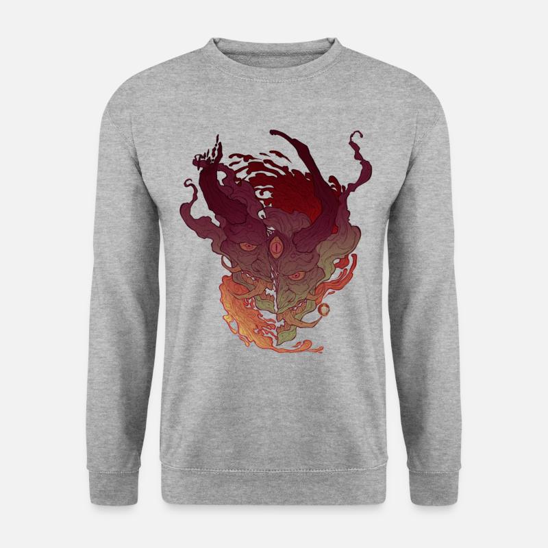 Dreiäugiger Oni-Dämon - Unisex Pullover - Weißgrau meliert