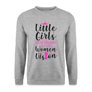 Petites filles féministes avec des rêves - Sweat-shirt Unisexe - gris chiné - Devant - Alina (178cm) & Michal (187cm)