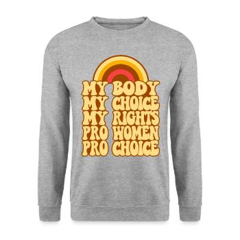 Feminist My Body My Choice My - Unisex Pullover - Weißgrau meliert - Vorne - Alina (178cm) & Michal (187cm)