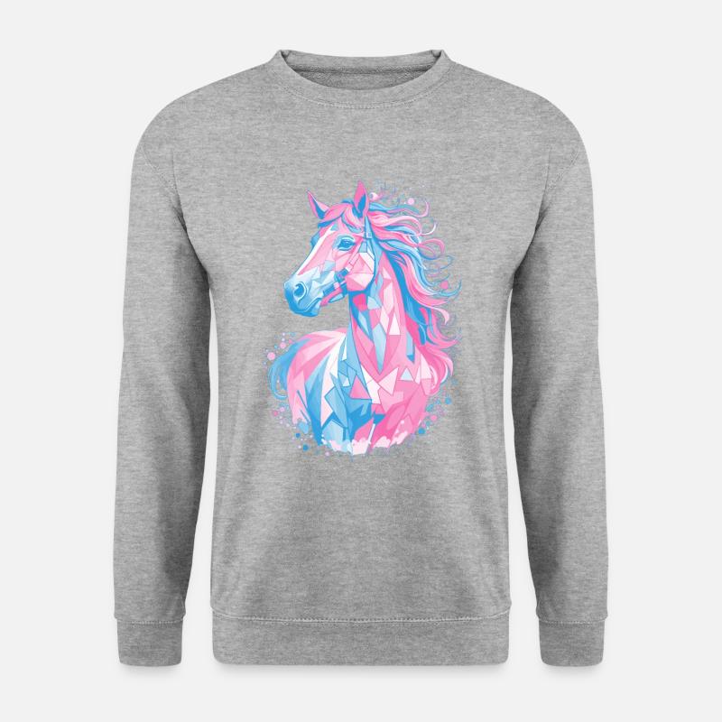 Süßes Pferdedesign - Bunte Pferde-Silhouette - Unisex Pullover - Weißgrau meliert