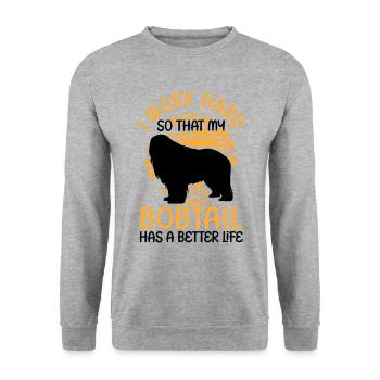 Travail pour Bobtail Old English Shepherd - Sweat-shirt Unisexe - gris chiné - Devant - Alina (178cm) & Michal (187cm)
