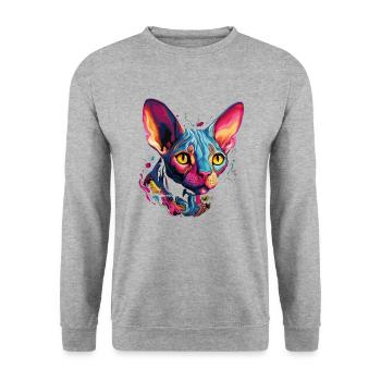 sphynx cat - Unisex Pullover - Weißgrau meliert - Vorne - Alina (178cm) & Michal (187cm)