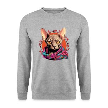 sphynx cat - Unisex Pullover - Weißgrau meliert - Vorne - Alina (178cm) & Michal (187cm)