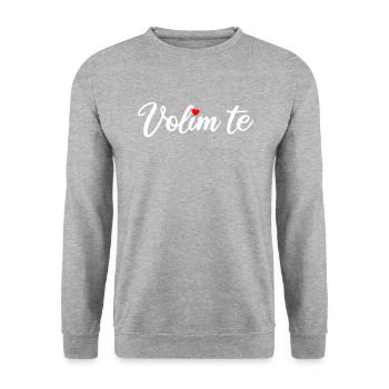 Volim te, i love serbian - Unisex Pullover - Weißgrau meliert - Vorne - Alina (178cm) & Michal (187cm)