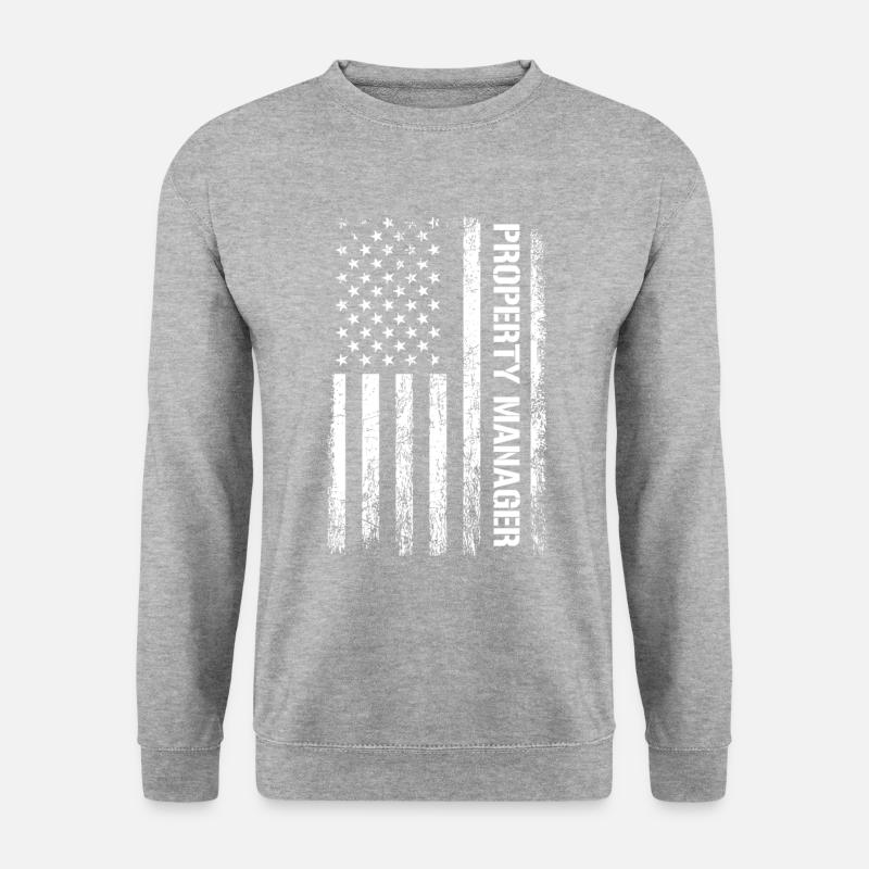 Property Manager American Flag - Unisex Pullover - Weißgrau meliert