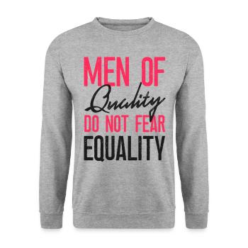 Feminist Men Of Quality Don't Fear - Unisex Sweatshirt - salt & pepper - Front - Alina (178cm) & Michal (187cm)