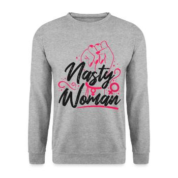 Feminist Nasty Woman - Unisex Sweatshirt - salt & pepper - Front - Alina (178cm) & Michal (187cm)