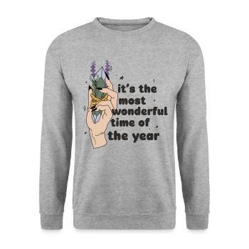 Main rétro d’Halloween avec sorcières en cristal et fleurs - Sweat-shirt Unisexe - gris chiné - Devant - Alina (178cm) & Michal (187cm)