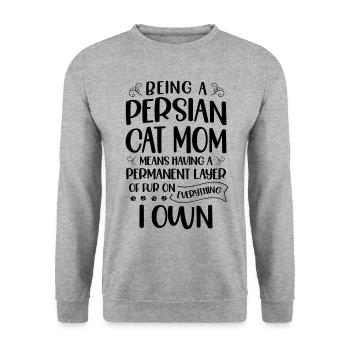 Perserkatze Katzenliebhaber Katzenbesitzer Perserlanghaar C - Unisex Pullover - Weißgrau meliert - Vorne - Alina (178cm) & Michal (187cm)