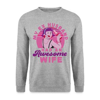 Happy Divorce Party My Ex Husband - Unisex Sweatshirt - salt & pepper - Front - Alina (178cm) & Michal (187cm)