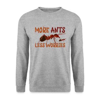 More Ants Less Worries Ameisen Farm - Unisex Sweatshirt - salt & pepper - Front - Alina (178cm) & Michal (187cm)