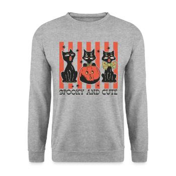 Creepy Halloween Retro Design: Spooky and Cute - Unisex Sweatshirt - salt & pepper - Front - Alina (178cm) & Michal (187cm)