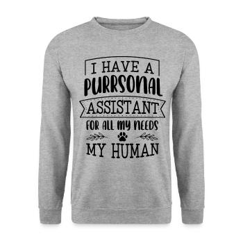 Perserkatze Katzenliebhaber Katzenbesitzer Perserlanghaar C - Unisex Pullover - Weißgrau meliert - Vorne - Alina (178cm) & Michal (187cm)