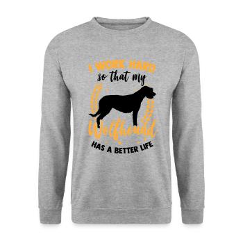 Travailler pour mon Irish Wolfhound Wolfhound - Sweat-shirt Unisexe - gris chiné - Devant - Alina (178cm) & Michal (187cm)