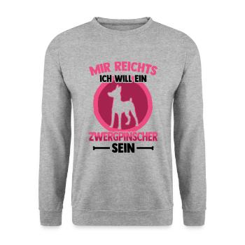 Will ein Zwergpinscher sein Rehpinscher - Unisex Pullover - Weißgrau meliert - Vorne - Alina (178cm) & Michal (187cm)