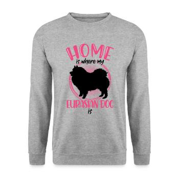 Eurasier is my home Eurasian Spitz - Unisex Sweatshirt - salt & pepper - Front - Alina (178cm) & Michal (187cm)