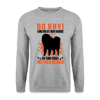 Habe einen Do Khyi Tibetanische Dogge - Unisex Pullover - Weißgrau meliert - Vorne - Alina (178cm) & Michal (187cm)