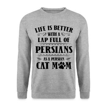 Chat persan Chat Amoureux Propriétaire de chat Persan Longhair C - Sweat-shirt Unisexe - gris chiné - Devant - Alina (178cm) & Michal (187cm)
