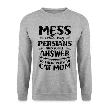 Chat persan Chat Amoureux Propriétaire de chat Persan Longhair C - Sweat-shirt Unisexe - gris chiné - Devant - Alina (178cm) & Michal (187cm)