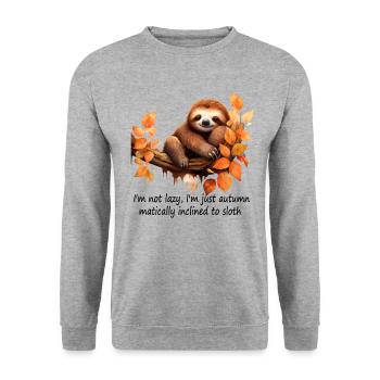 Joli design d’automne paresseux pour la saison d’automne - Sweat-shirt Unisexe - gris chiné - Devant - Alina (178cm) & Michal (187cm)