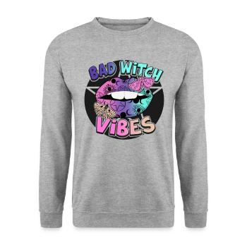 Süßes oder Saures Bad Witch Vibes Halloween-Design - Unisex Pullover - Weißgrau meliert - Vorne - Alina (178cm) & Michal (187cm)