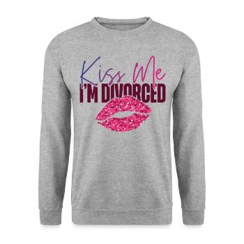Fête de divorce heureuse Embrasse-moi je suis - Sweat-shirt Unisexe - gris chiné - Devant - Alina (178cm) & Michal (187cm)