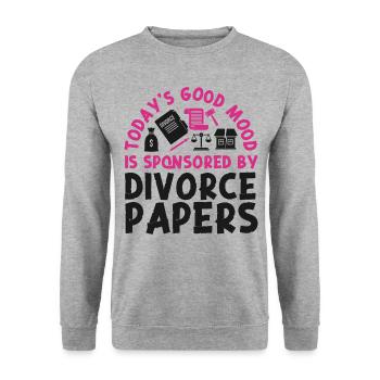 Happy Divorce Party Today's Good - Unisex Pullover - Weißgrau meliert - Vorne - Alina (178cm) & Michal (187cm)
