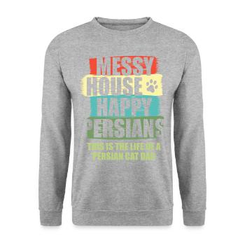 Chat persan Chat Amoureux Propriétaire de chat Persan Longhair C - Sweat-shirt Unisexe - gris chiné - Devant - Alina (178cm) & Michal (187cm)