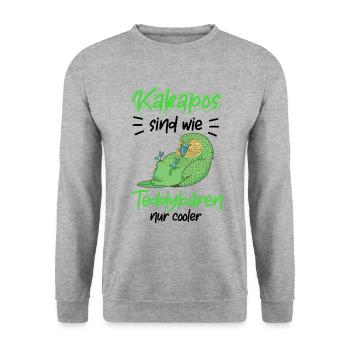 Kakapo ist cooler Neuseeland Papagei - Unisex Pullover - Weißgrau meliert - Vorne - Alina (178cm) & Michal (187cm)