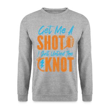 Happy Divorce Party Get Me A Shot - Unisex Sweatshirt - salt & pepper - Front - Alina (178cm) & Michal (187cm)