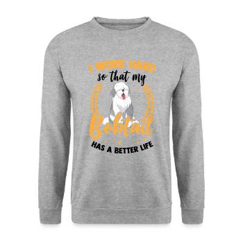 Work for my Bobtail Old English Sheepdog - Unisex Sweatshirt - salt & pepper - Front - Alina (178cm) & Michal (187cm)