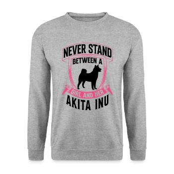 Girl and her Akita Inu Shiba Inu - Unisex Sweatshirt - salt & pepper - Front - Alina (178cm) & Michal (187cm)