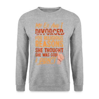 Bonne fête de divorce Mon ex et moi - Sweat-shirt Unisexe - gris chiné - Devant - Alina (178cm) & Michal (187cm)