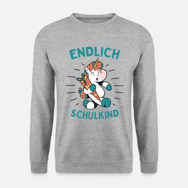 Endlich Schulkind - Unisex Pullover - Weißgrau meliert