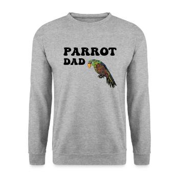 Papageien Papa - Unisex Pullover - Weißgrau meliert - Vorne - Alina (178cm) & Michal (187cm)