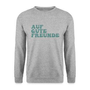 Auf gute Freunde - Unisex Pullover - Weißgrau meliert - Vorne - Alina (178cm) & Michal (187cm)