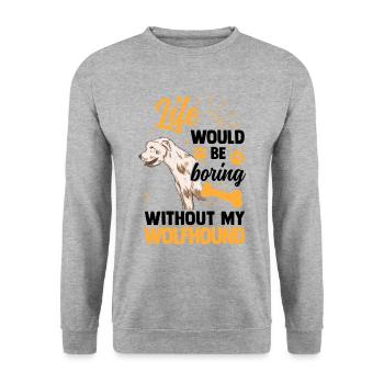 Ce serait ennuyeux sans Irish Wolfhound Wolfhound - Sweat-shirt Unisexe - gris chiné - Devant - Alina (178cm) & Michal (187cm)