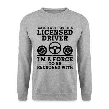 Driving License Passed New Driver Permit Driving S - Unisex Sweatshirt - salt & pepper - Front - Alina (178cm) & Michal (187cm)