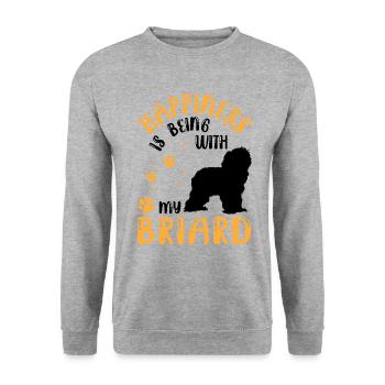 Briard me rend heureux Berger de Brie - Sweat-shirt Unisexe - gris chiné - Devant - Alina (178cm) & Michal (187cm)