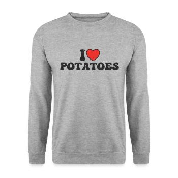 Ich liebe Kartoffeln - Unisex Pullover - Weißgrau meliert - Vorne - Alina (178cm) & Michal (187cm)
